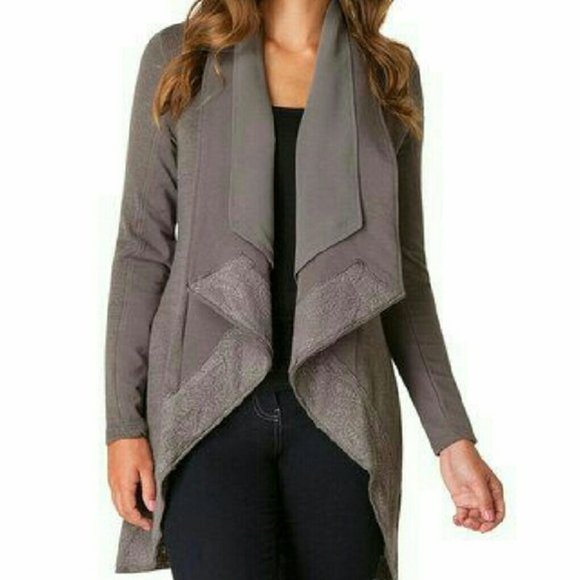 Drape Front Long‎ Sleeve Textured Layered Fabric Cardigan Fairy Neutral - Picture 2 of 14